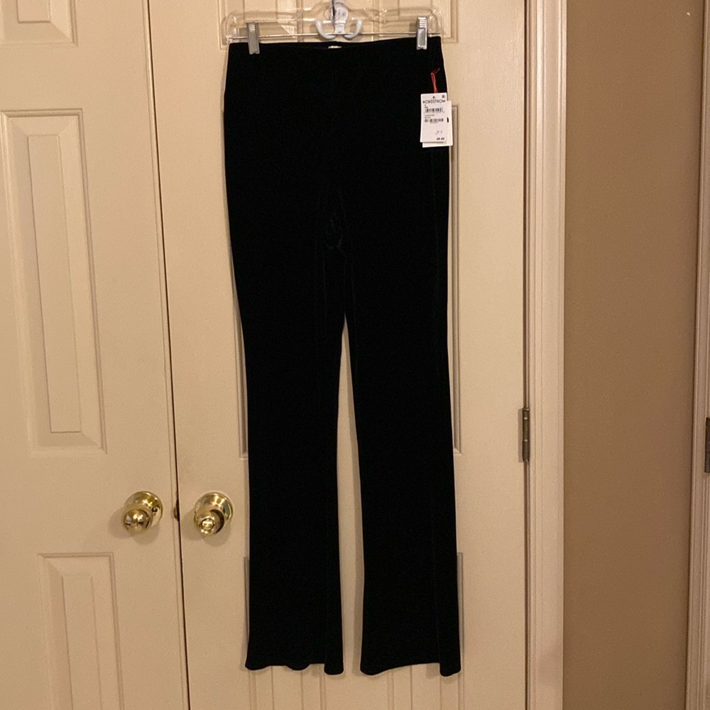 NWT Black velvet pants Nordstrom Open Edit size small